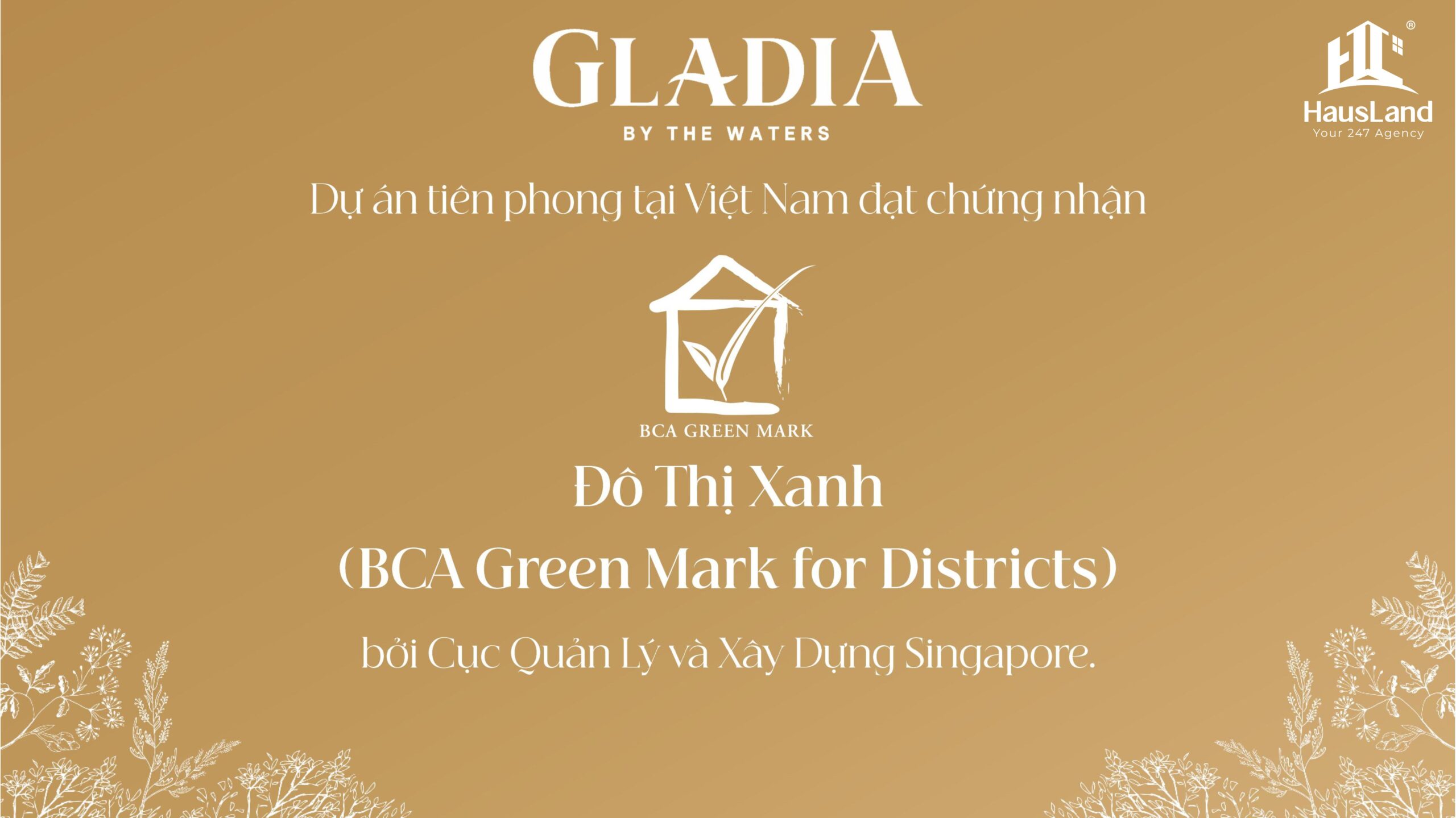 Chứng chỉ BCA Green Mark for Districts tại Biệt thự Gladia by the Waters