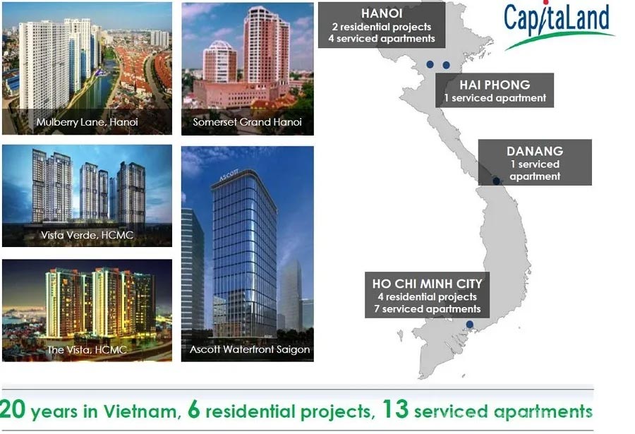 Hàng loạt dự án do CapitaLand triển khai tại Việt Nam