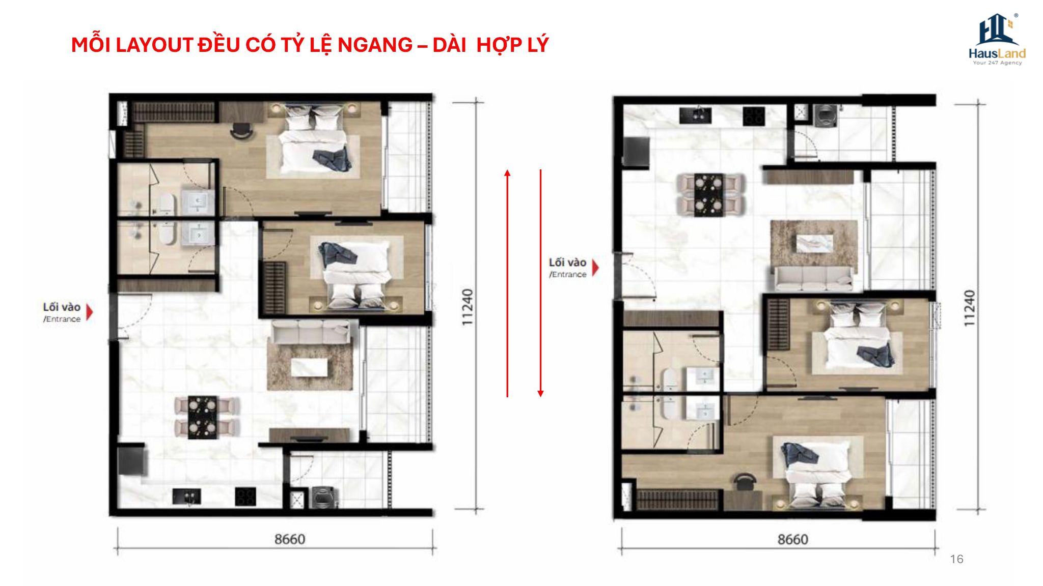 Layout căn hộ 2PN