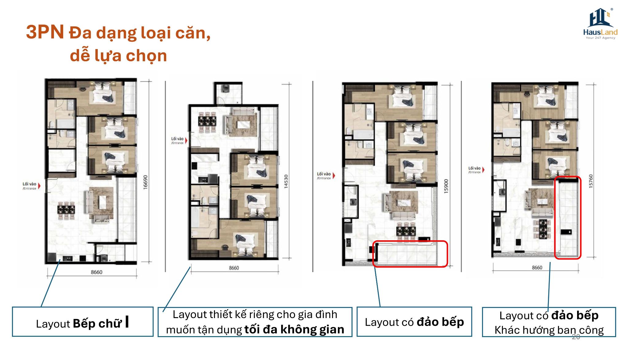Layout căn hộ 3PN
