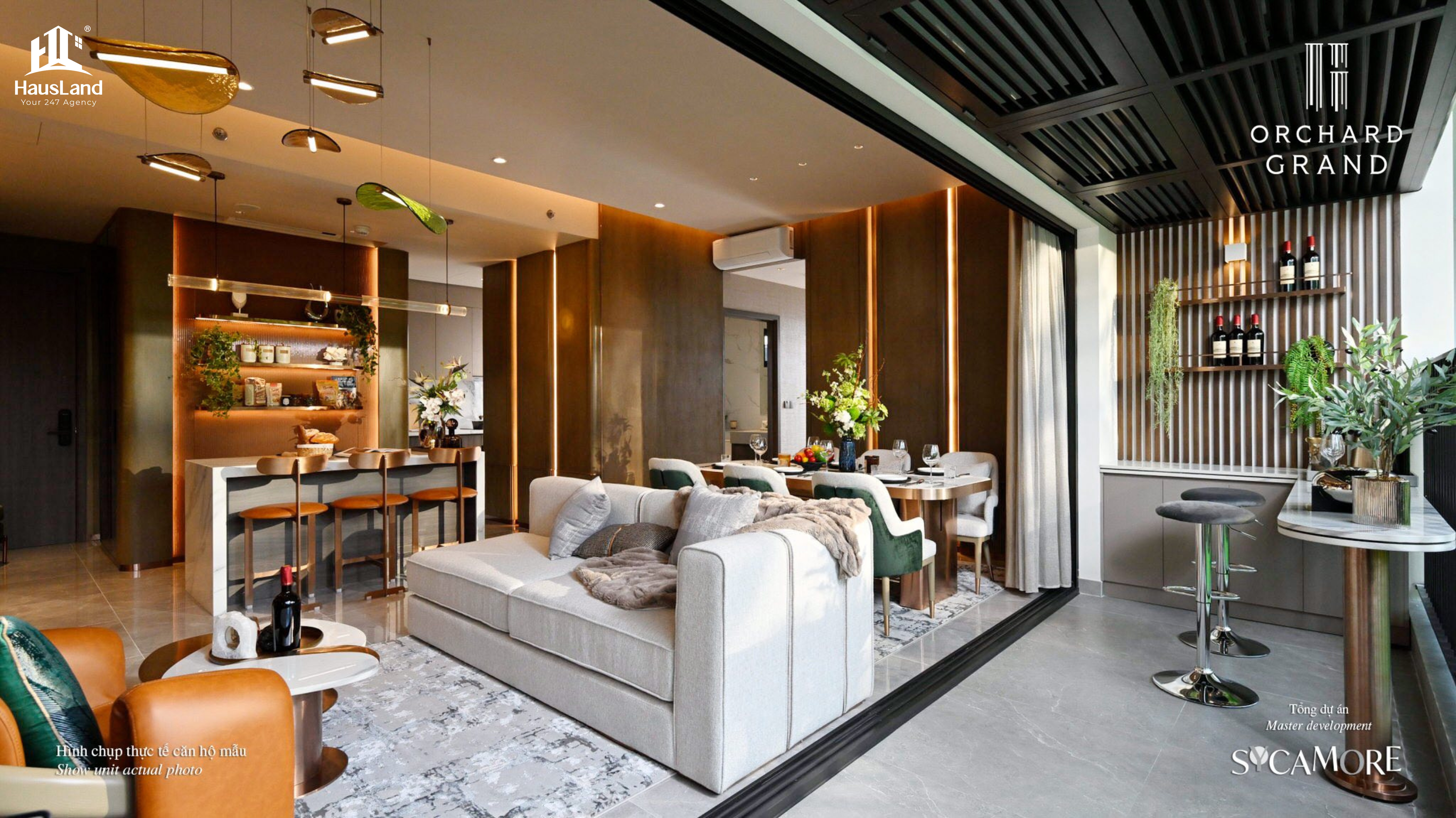 Phòng khách dự án Orchard Grand 3PN