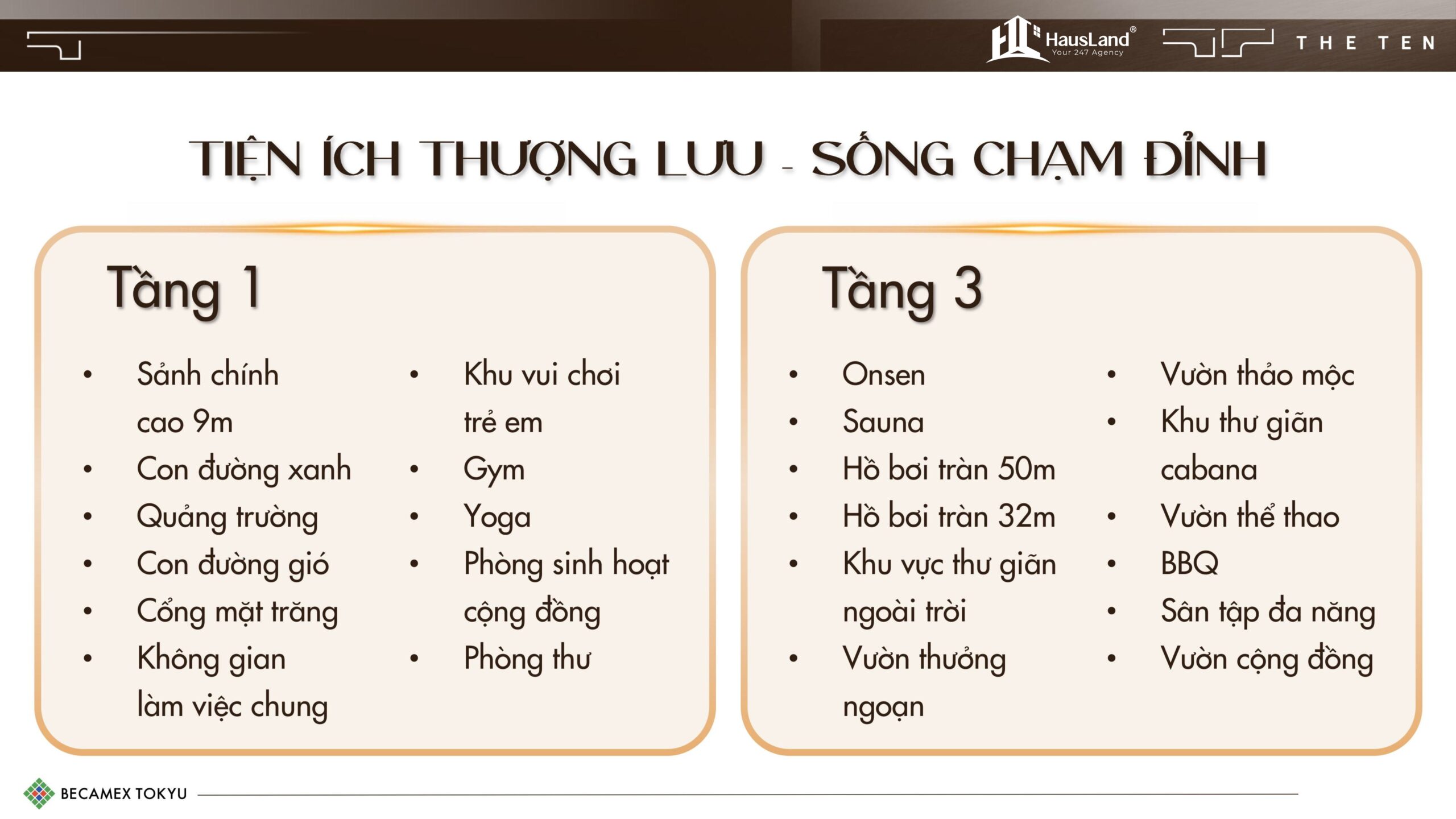 Hệ tiện ích thượng lưu tại Midoripark The TEN