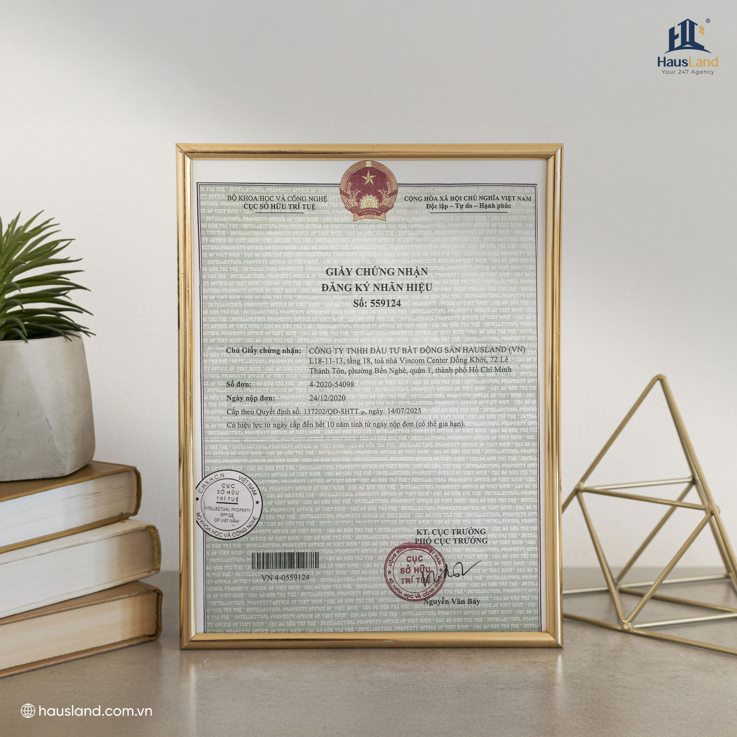 HausLand được cấp Giấy chứng nhận đăng ký nhãn hiệu số 559124