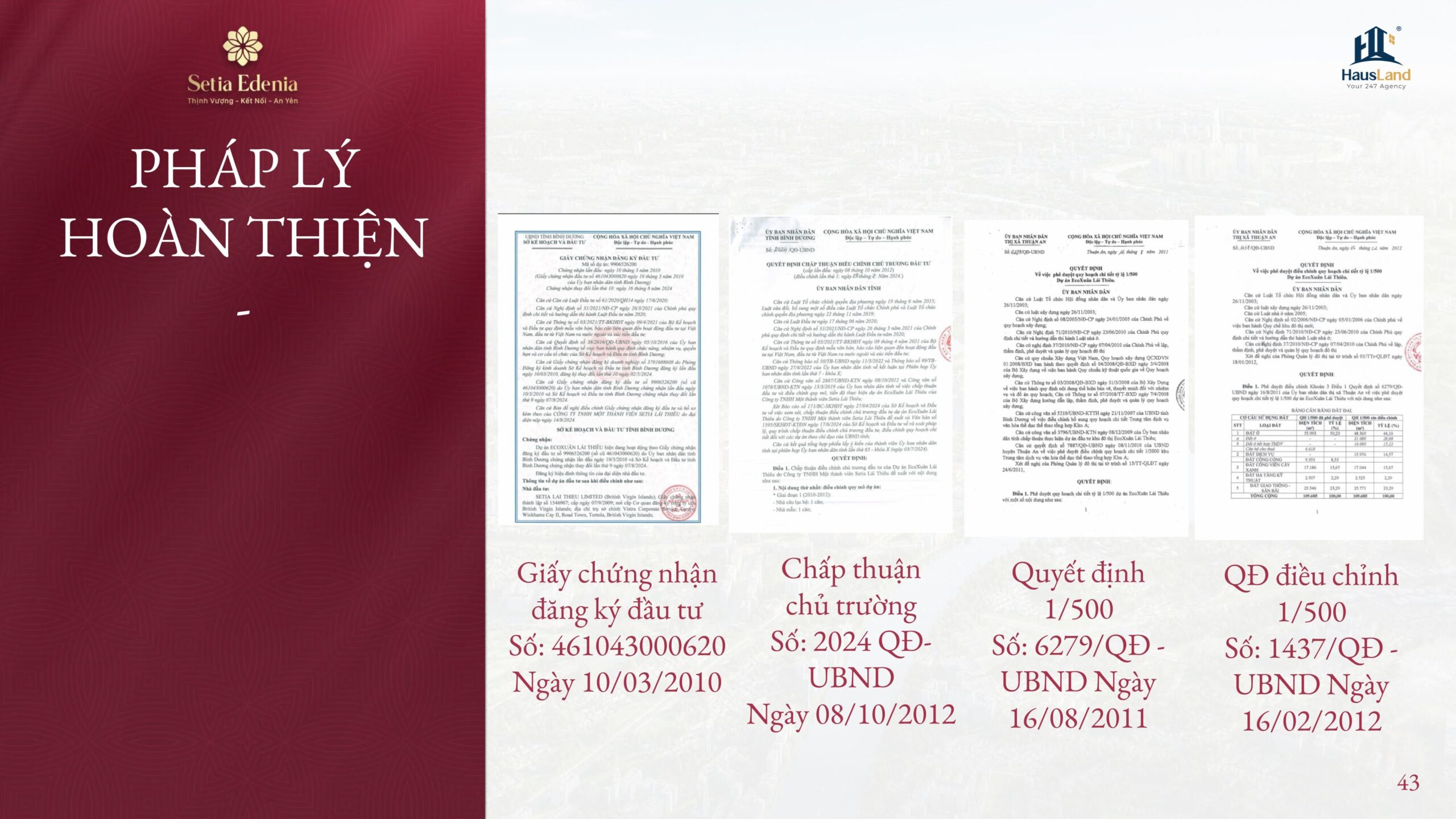 Khung pháp lý dự án Setia Edetia