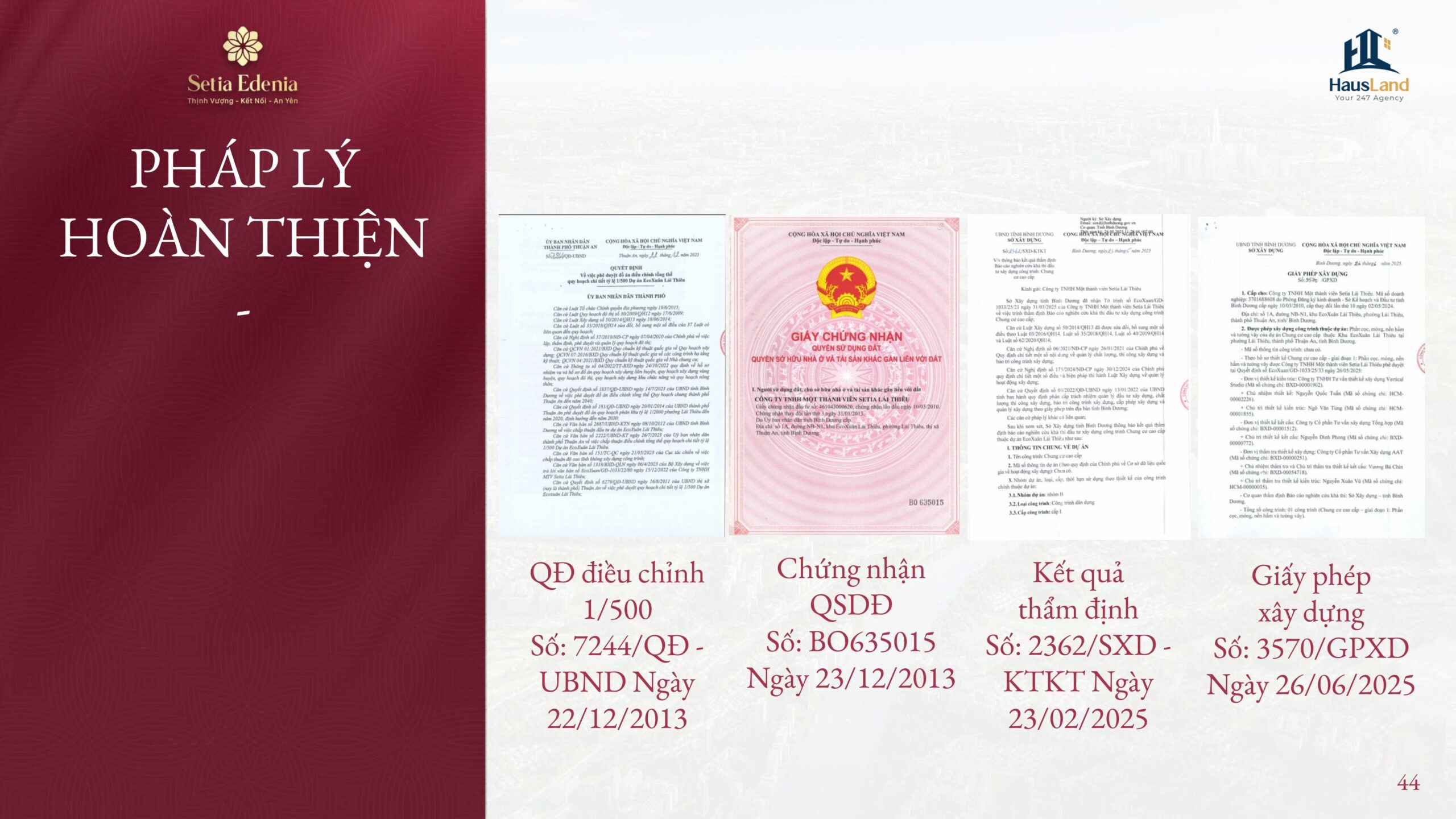 Khung pháp lý dự án Setia Edetia