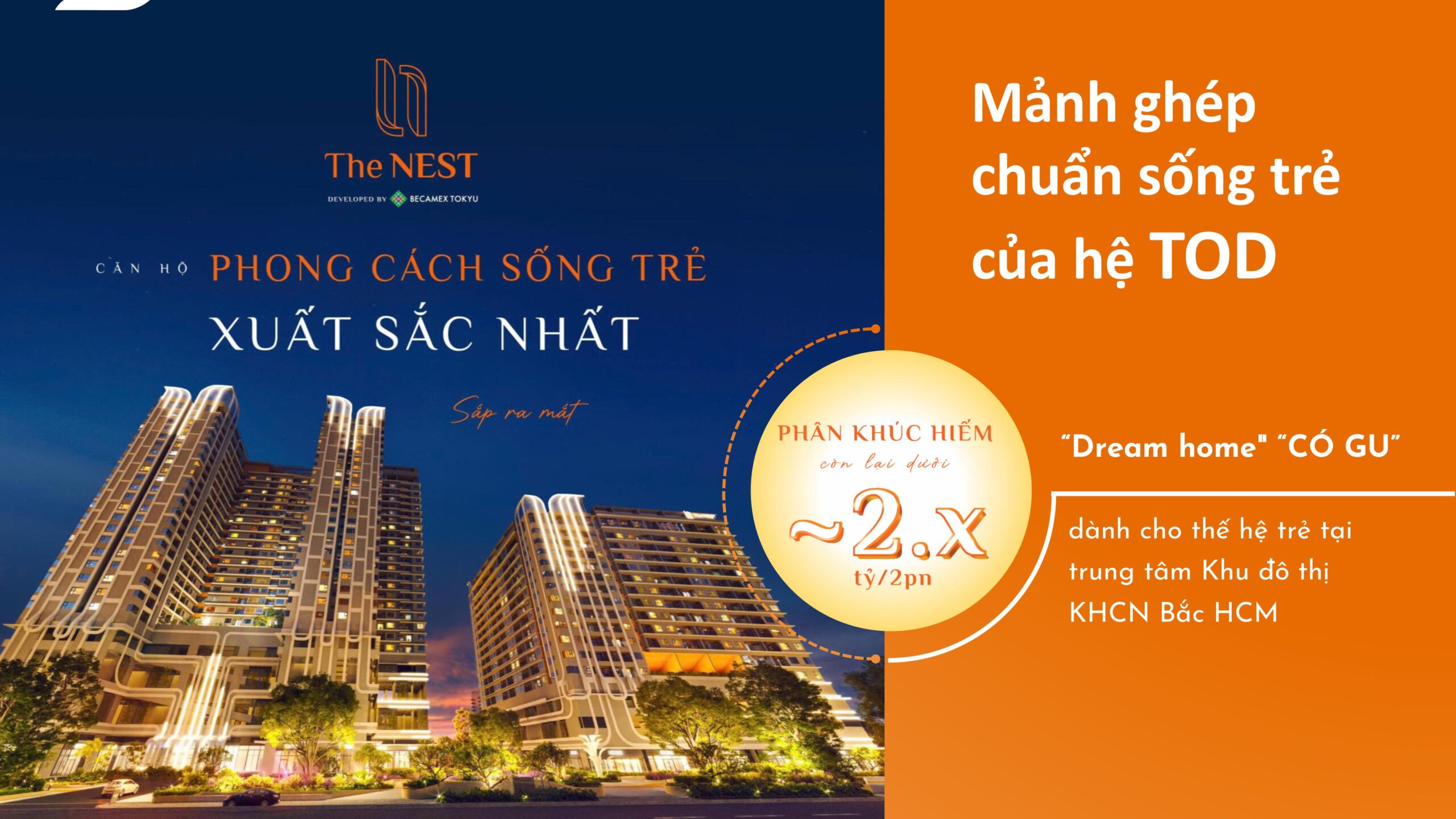 Dự án The NEST: Căn hộ chuẩn gu dành cho người trẻ chỉ từ 2.3 tỷ 4 Cơ hội dành cho người trẻ sở hữu căn hộ đầu tiên với mức giá chỉ từ 2.x tỷ / căn 2PN
