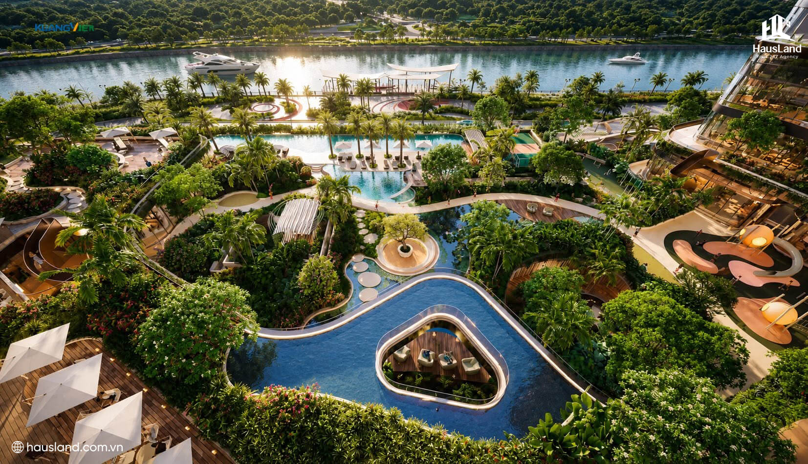 Palm River: Phân khu Căn hộ cao cấp giữa lòng Đô thị nghỉ dưỡng Palm City 8 Hệ tiện ích hồ bơi tại Palm River