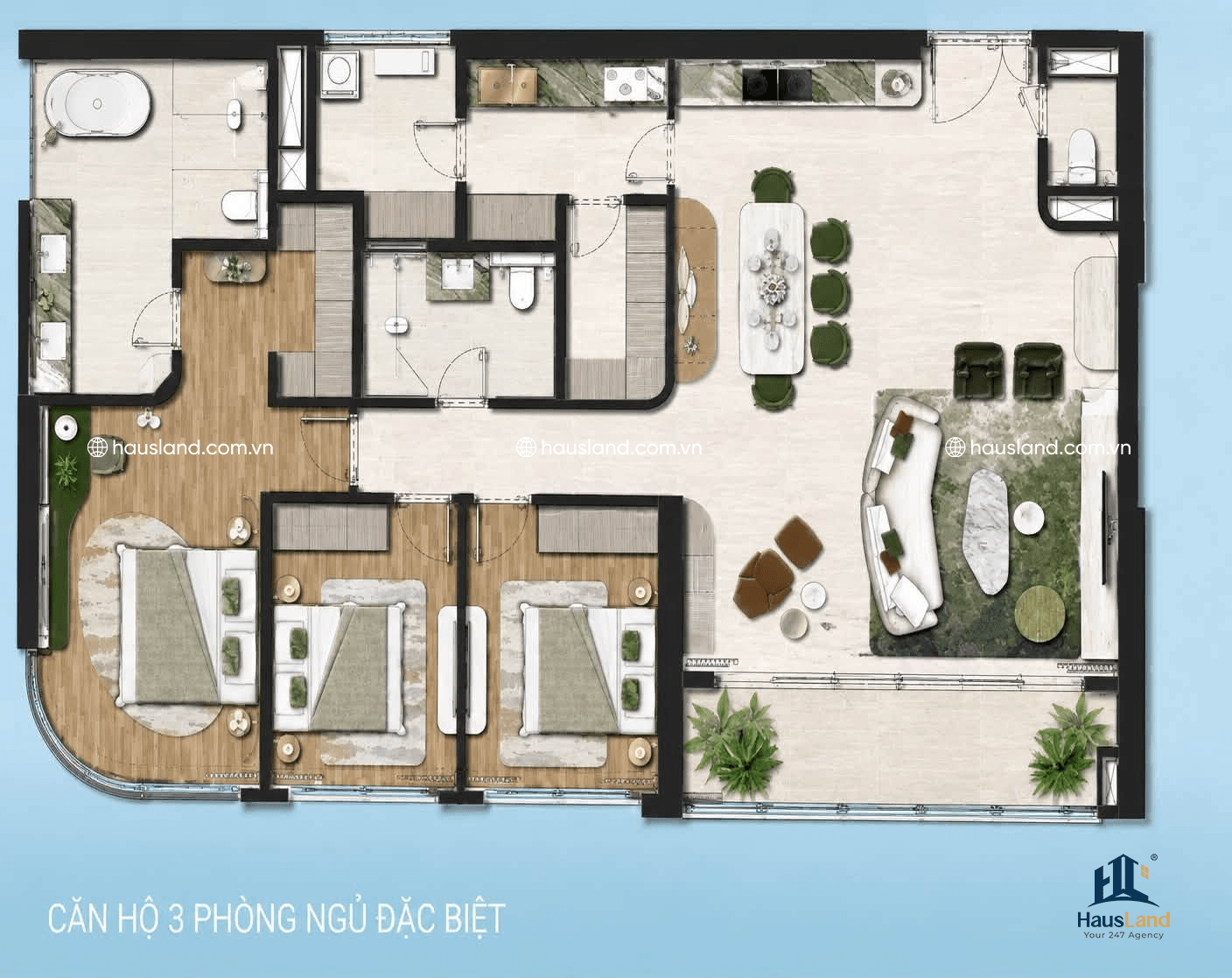 Phân tích và đánh giá mặt bằng Dự án Palm River 6 Layout Căn hộ 3PN đặc biệt | Dự án Palm River