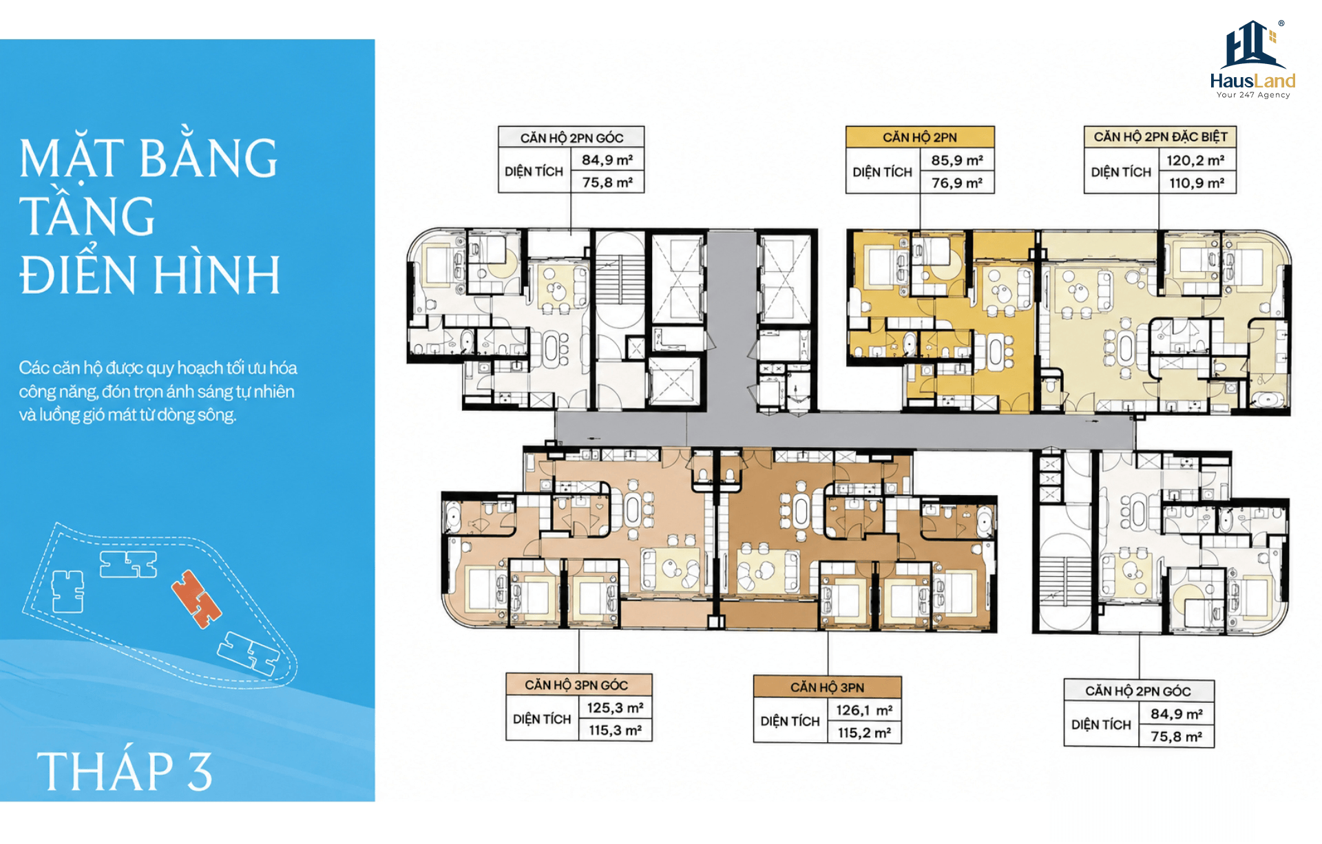 Phân tích và đánh giá mặt bằng Dự án Palm River 3 Mặt bằng tầng điển hình | Dự án Palm River