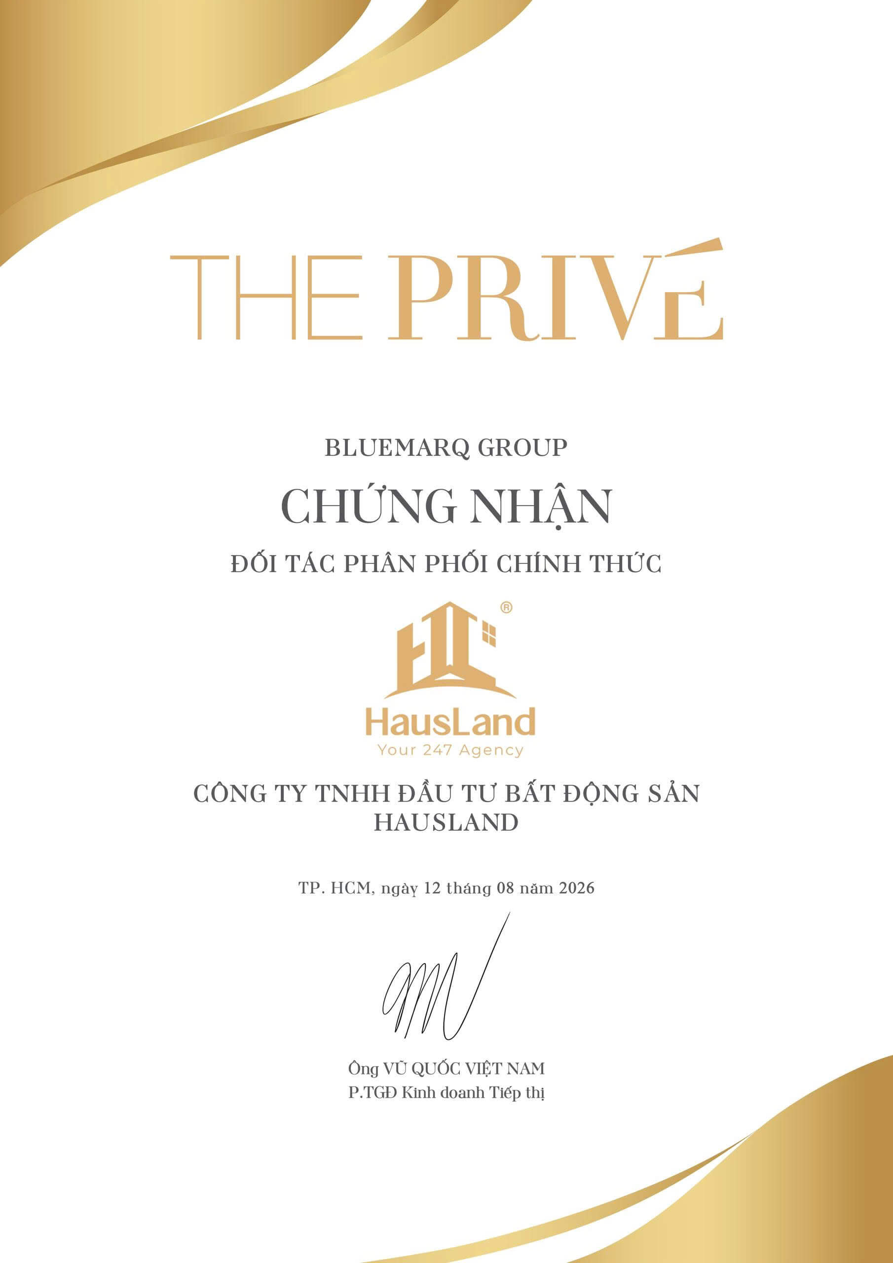 The Privé - Chính thức công bố thông điệp định vị mới "Bán đảo Thịnh vượng" 14 HausLand - Đối tác phân phối chính thức (F1) dự án The Privé