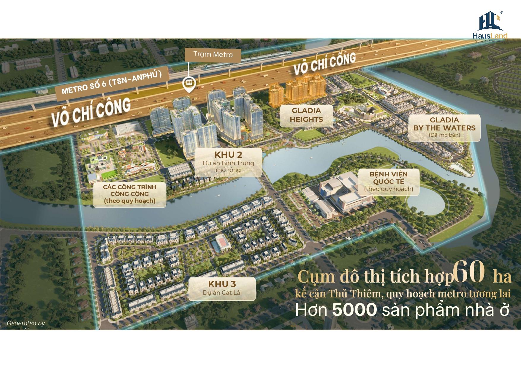 Gladia Heights chính thức triển khai giai đoạn 2 - Kiến tạo chuẩn sống tương lai 2 Tổng quan cụm đô thị Gladia hơn 60ha